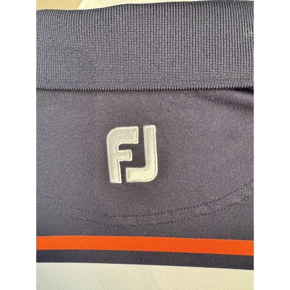 FOOTJOY FJ Athletic Fit Golf Polo Men's Size L Perfect! BLUE WHITE ORANGE - Picture 4 of 7